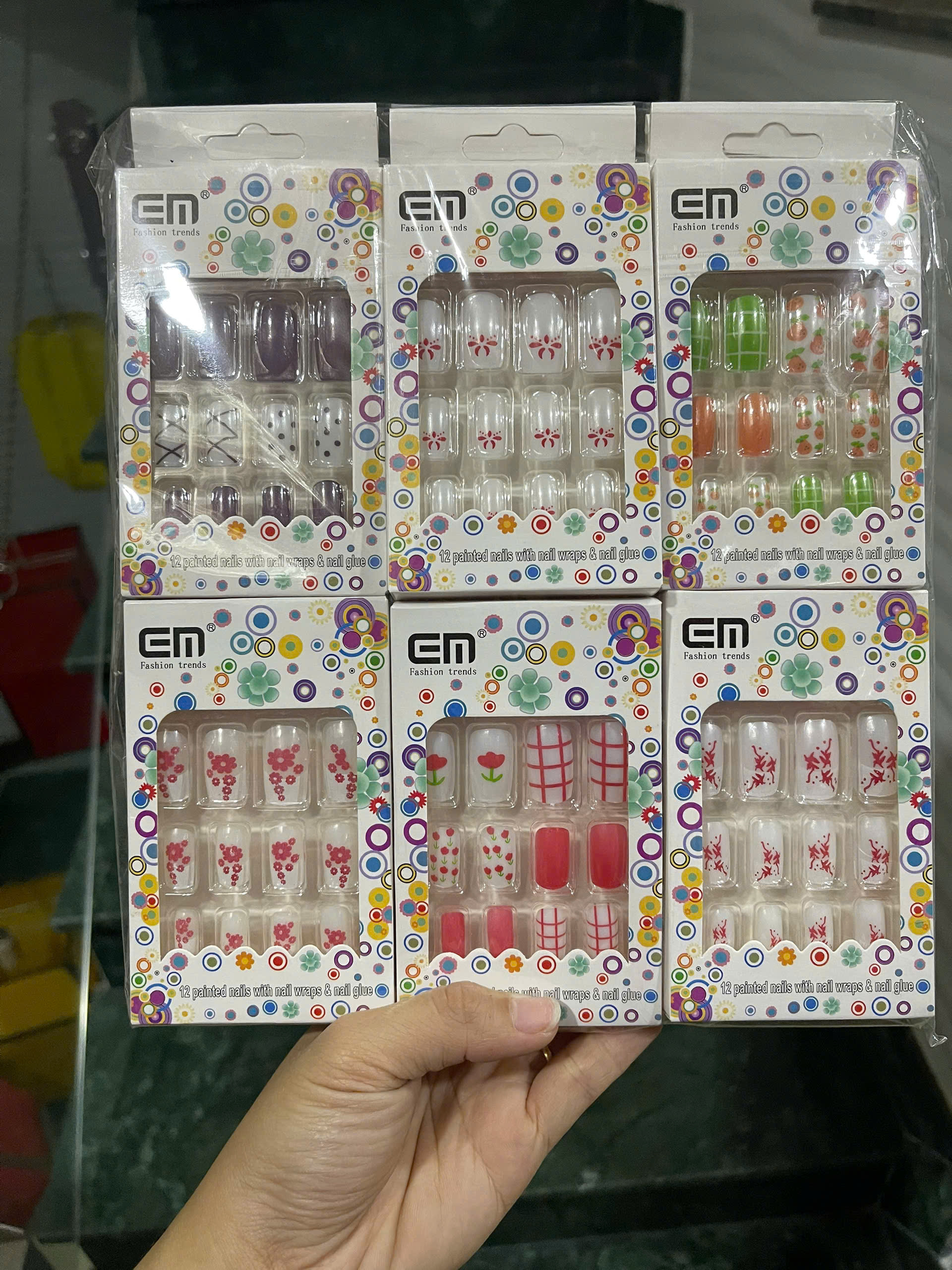 Móng tay bộ - 12 móng vuông + keo - JP2053 ( 1T*60L*12B )