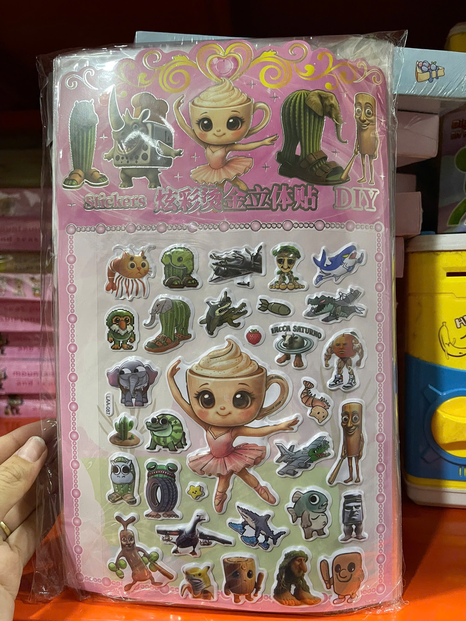 Hình dán (Sticker) - LAA - hồng (1T*300B*10V)