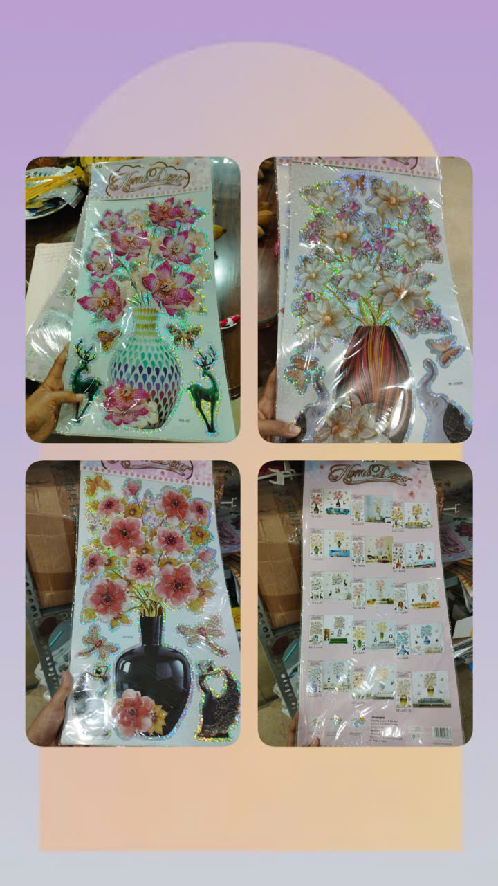 Tranh decal bình hoa khổ nhỏ 25*40 FD-LE nhiều hình