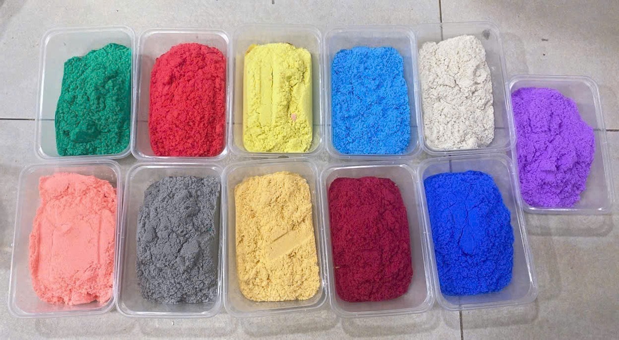 Cát động lực - 1 bao 25kg - ( xanh lá, đỏ, vàng nhạt , xanh biển, trắng, cam nhạt, xám, vàng đậm, đỏ đô, xanh dương, tím )