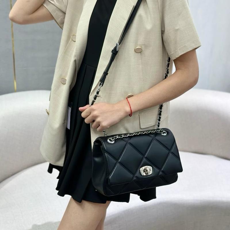 P3_Túi Đeo Vai Nữ Da Bò Nhập Khẩu, Khoá Đính Đá Kích Thước 24cm Kèm Hộp-HuynhBi