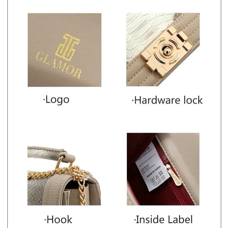 L7_Túi Xách Đi Tiệc Nữ HUYNBI-D62 Da Bò Họa Tiết Sang Trọng Kích Thước 25cm Bag Kem Da Hoa túi  xách