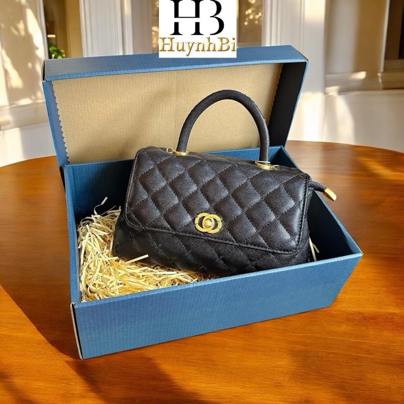 F5_Túi Đeo Chéo Nữ Da Hạt Caviar, Dây Đeo Thép Không Gỉ, Kích Thước 24cmm (Có Hộp) - HUỲNH BI LUXURY Bag Da Kem