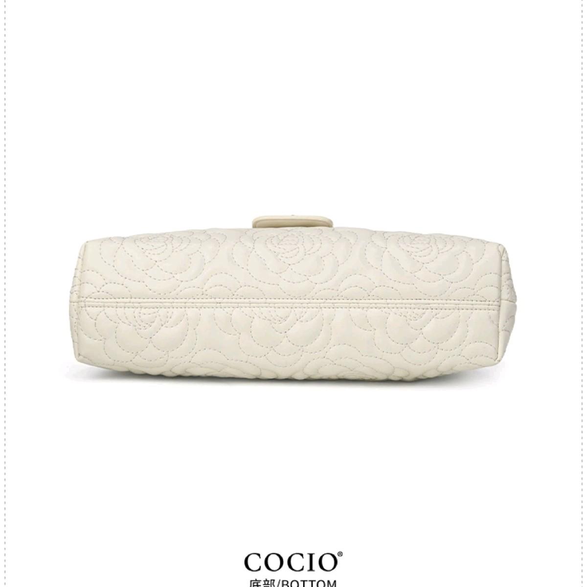 Túi Đeo Vai HB-E21 Da Bò Mềm Trần Hoa Trà Sang Trọng, 4 Ngăn, Dây Điều Chỉnh Đeo Chéo (Có hộp) Bag Nữ Kem