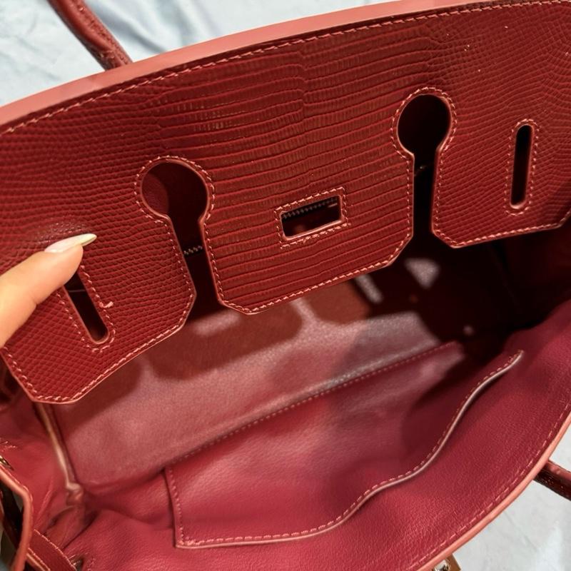 Túi Birkin Da Bò Thật, Nắp Viền Da Thằn Lằn, Kích thước 30cm Dành cho Nữ Đi Tiệc