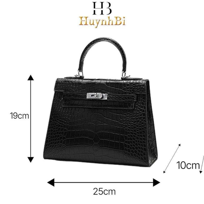 M6_Túi Xách Kelly Da Bò Thật, Kích thước 25cm, Có Hộp Cao Cấp Làm Quà Tặng HuynhBi Luxuru