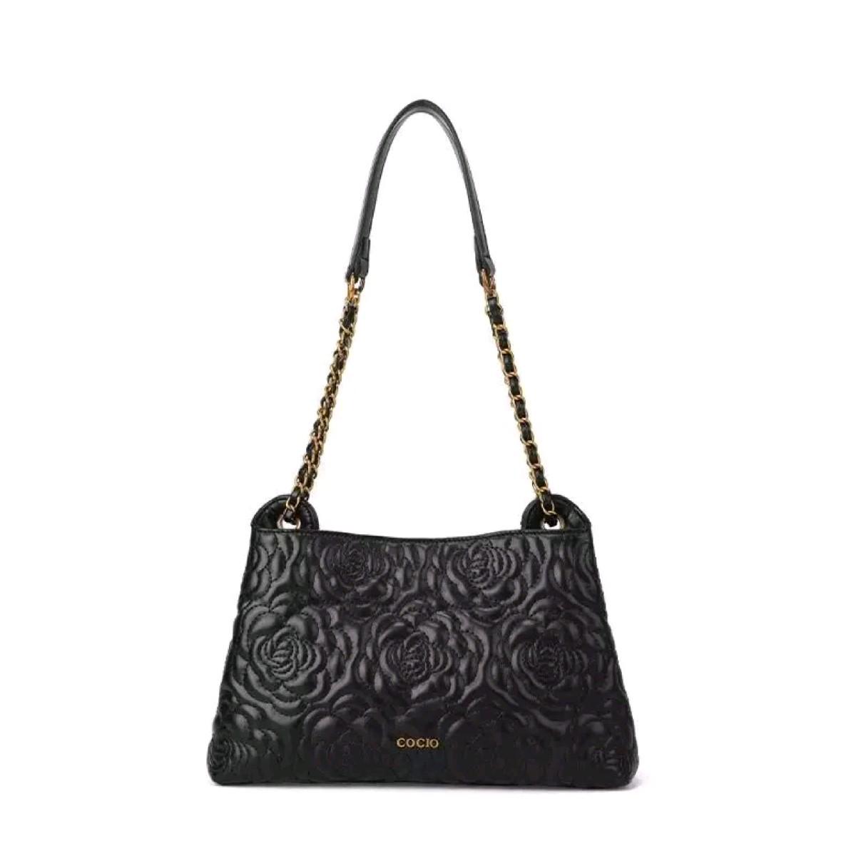 Túi Đeo Vai HB-E21 Da Bò Mềm Trần Hoa Trà Sang Trọng, 4 Ngăn, Dây Điều Chỉnh Đeo Chéo (Có hộp) Bag Nữ Kem