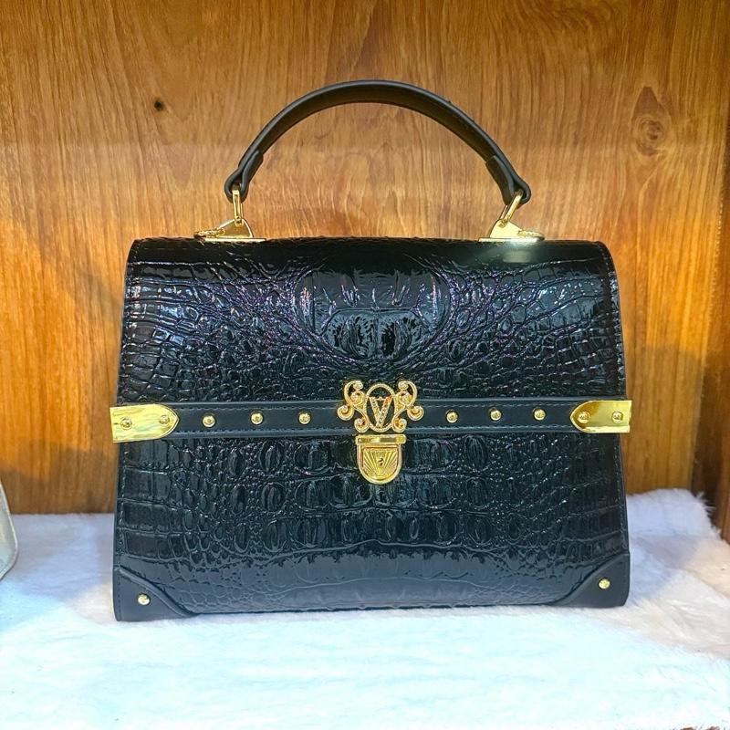 J6_Túi Xách Nữ Da Bò Vân Cá Sấu Cao Cấp Lót Da, Túi Đi Tiệc Sang Chảnh Đẳng Cấp- HuynhBi Luxury Bag