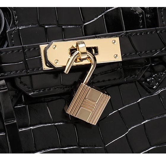 L9_Túi Xách Nữ Birkin Da Bò Nhập Khẩu, Hoạ Tiết Cá Sấu Kích thước 25cm