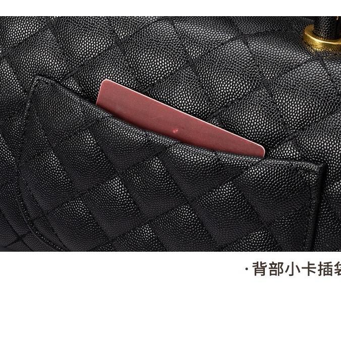 F5_Túi Đeo Chéo Nữ Da Hạt Caviar, Dây Đeo Thép Không Gỉ, Kích Thước 24cmm (Có Hộp) - HUỲNH BI LUXURY Bag Da Kem