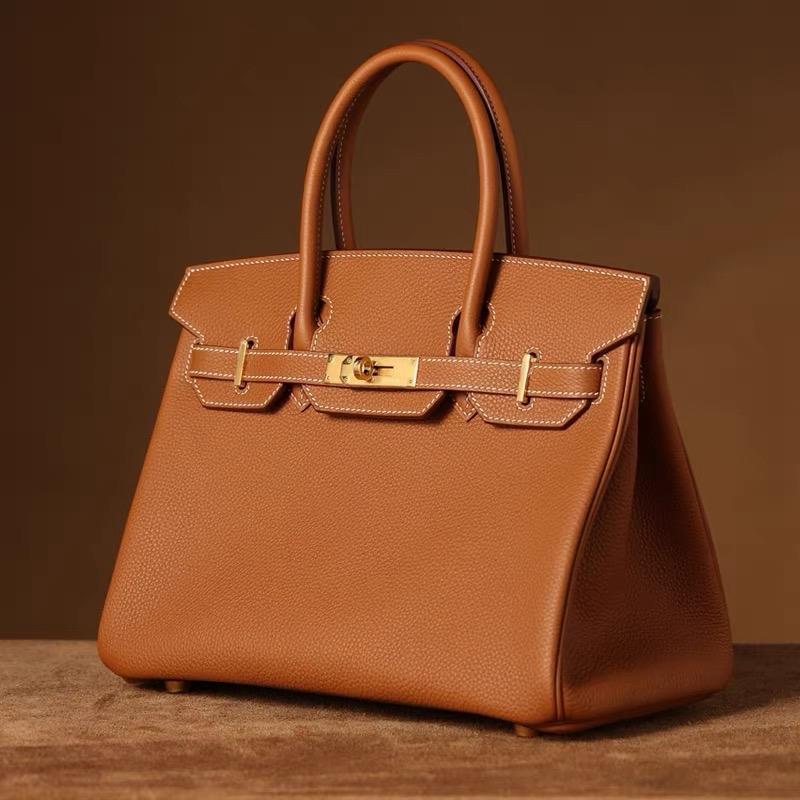 J4_(Có Hộp) Túi Xách Nữ Siêu Phẩm Birkin Da Bò Togo Nhập Khẩu Size 25cm, HuynhBi Luxury Bag Len