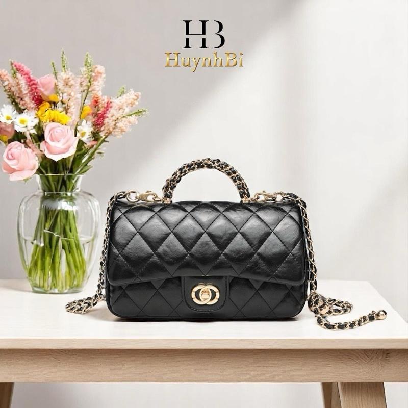 A4_Túi Xách Tay Nữ Da Bê Thật Vân Siu Đẹp, Có Dây Đeo Chéo, Có Hộp