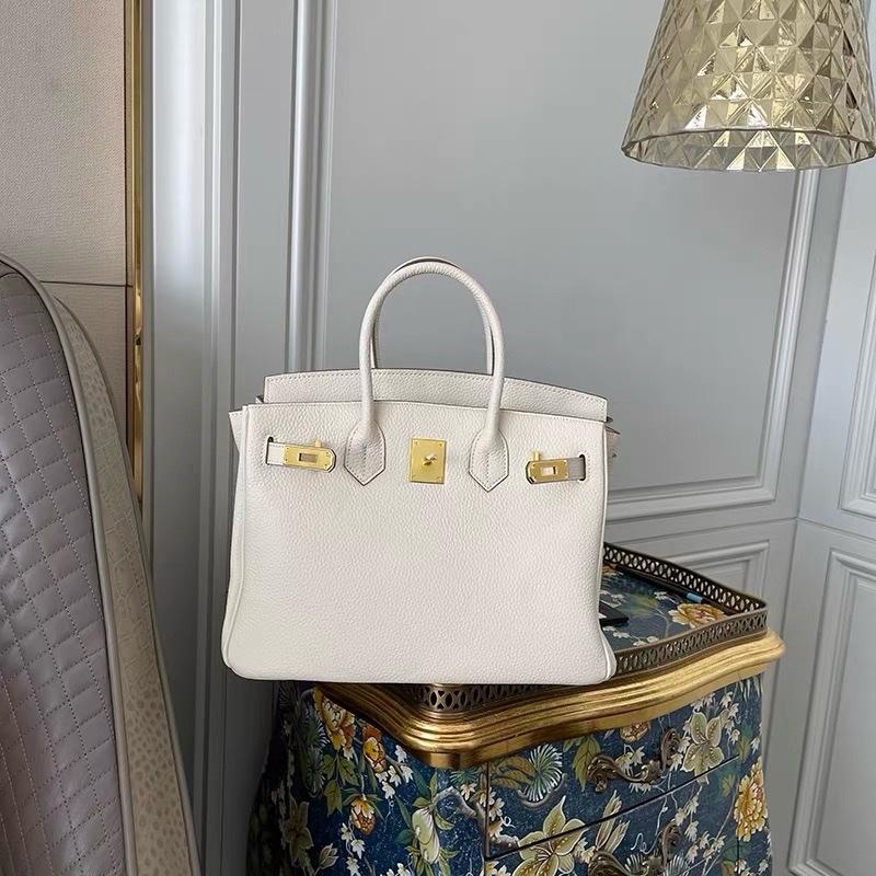 J4_(Có Hộp) Túi Xách Nữ Siêu Phẩm Birkin Da Bò Togo Nhập Khẩu Size 25cm, HuynhBi Luxury Bag Len