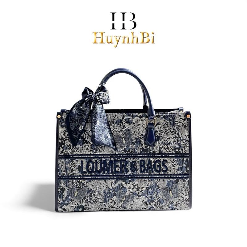 Q9_Túi Tote Nữ Da Bò Hoạ Tiết Thêu, Có Dây Đeo Vai Kích Thước 35x26x13 Kèm Hộp Xịn- HuynhBi Bag