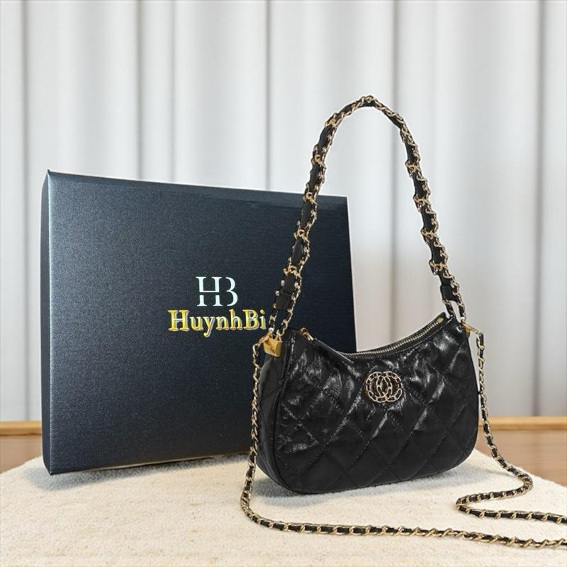 O1_Túi Đeo Vai Đeo Chéo Nữ, Da Bê Mềm, Chi Tiết Đồng Không Gỉ [CÓ HỘP] Kích Thước 23x17x6- HuynhBi LUXURY Bag