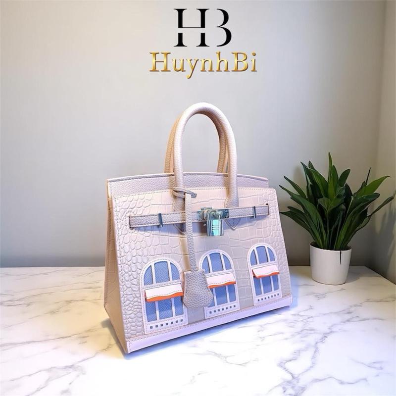 K6_Túi Xách Nữ Da Thật Birkin Ô Cửa sổ Đẳng Cấp Kích Thước 25cm - HuynhBi