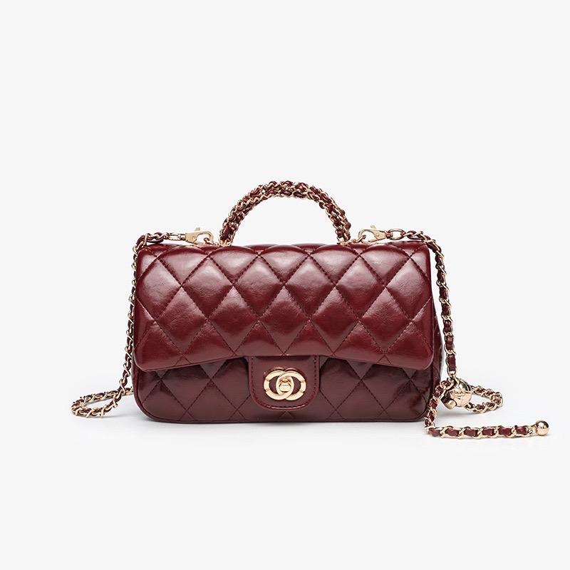 A4_Túi Xách Tay Nữ Da Bê Thật Vân Siu Đẹp, Có Dây Đeo Chéo, Có Hộp