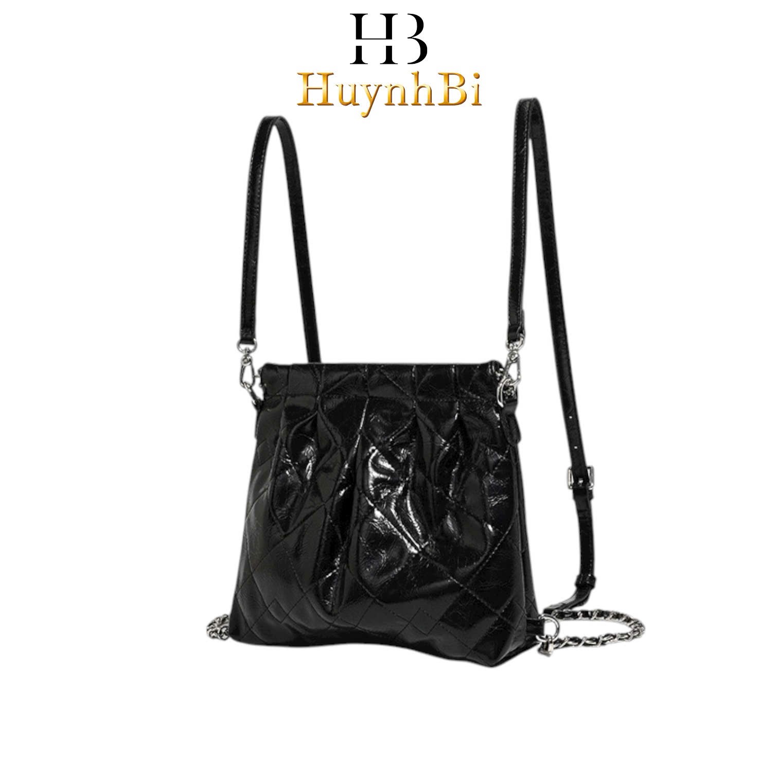 Q10_Túi Đeo Vai Bucket Chất Liệu Da Bò Phong Cách