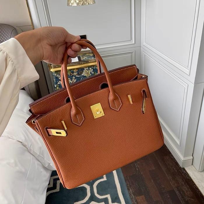 J4_(Có Hộp) Túi Xách Nữ Siêu Phẩm Birkin Da Bò Togo Nhập Khẩu Size 25cm, HuynhBi Luxury Bag Len