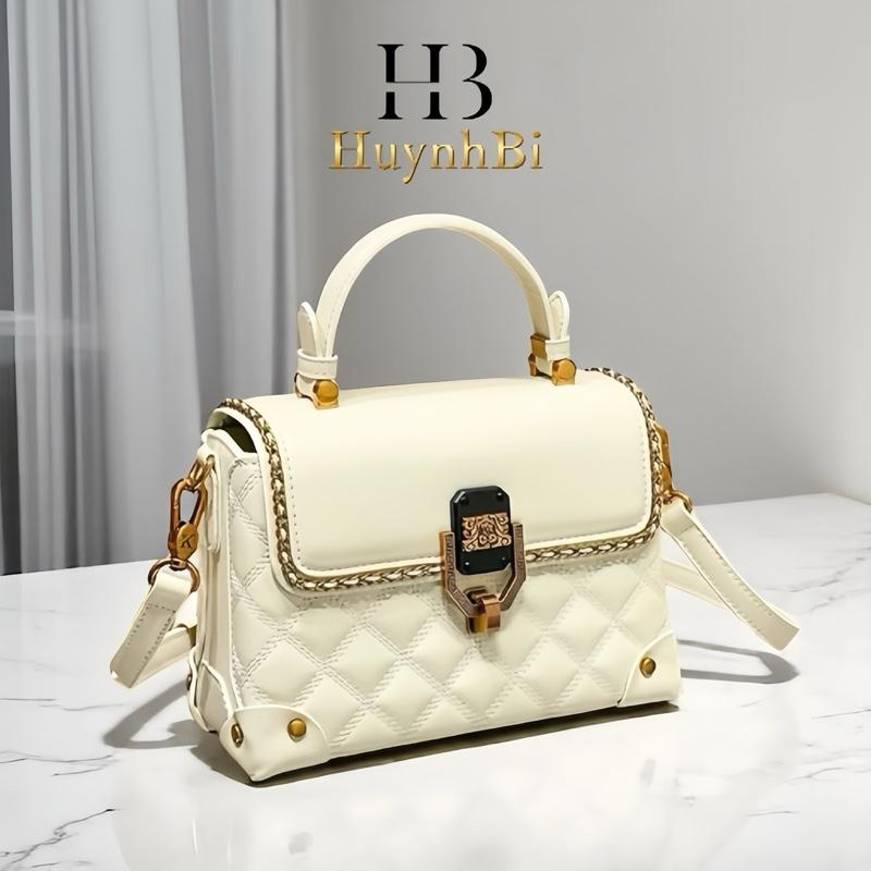 O6_Túi Cốp Nữ Da Bò Thật Trần Hoạ Tiết, Khoá Đồng Không Gỉ, Kích thước 22cm - HuynhBi