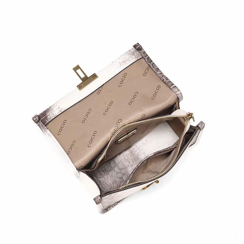 C6_Túi Đeo Vai Nữ Chất Liệu Da Bò Vân Bạch Tạng Sang Trọng - HUỲNH BI LUXURY Bag Kem Nhung