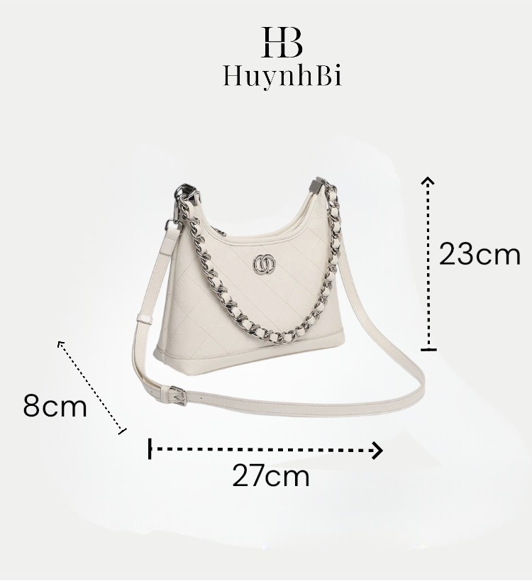HuynhBi T1- Túi Đeo Vai Nữ Da Bò , Chất Liệu Khoá Không Gỉ, Túi Hobo Đi Tiệc Sang Trọng