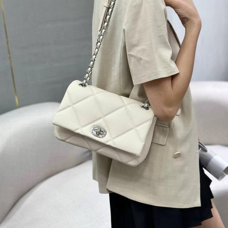 P3_Túi Đeo Vai Nữ Da Bò Nhập Khẩu, Khoá Đính Đá Kích Thước 24cm Kèm Hộp-HuynhBi