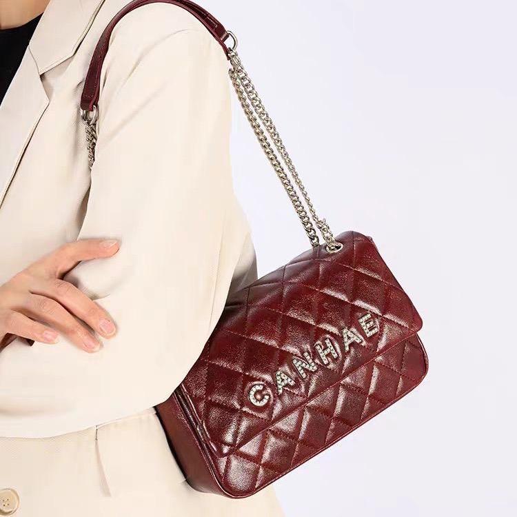 HuynhBi O8_Túi Đeo Vai Nữ Chất Liệu Da Cừu Thật, Kích Thước 24cm, Có Hộp Cao Cấp Làm Quà Tặng