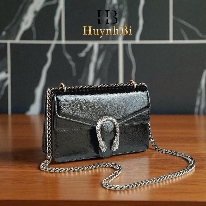 HuynhBi O7_Túi Đeo Chéo Nữ Da Bò Thật, Khoá Đầu Rồng, Kích Thước 23*16*9, Có Hộp Cao Cấp Làm Quà Tặng