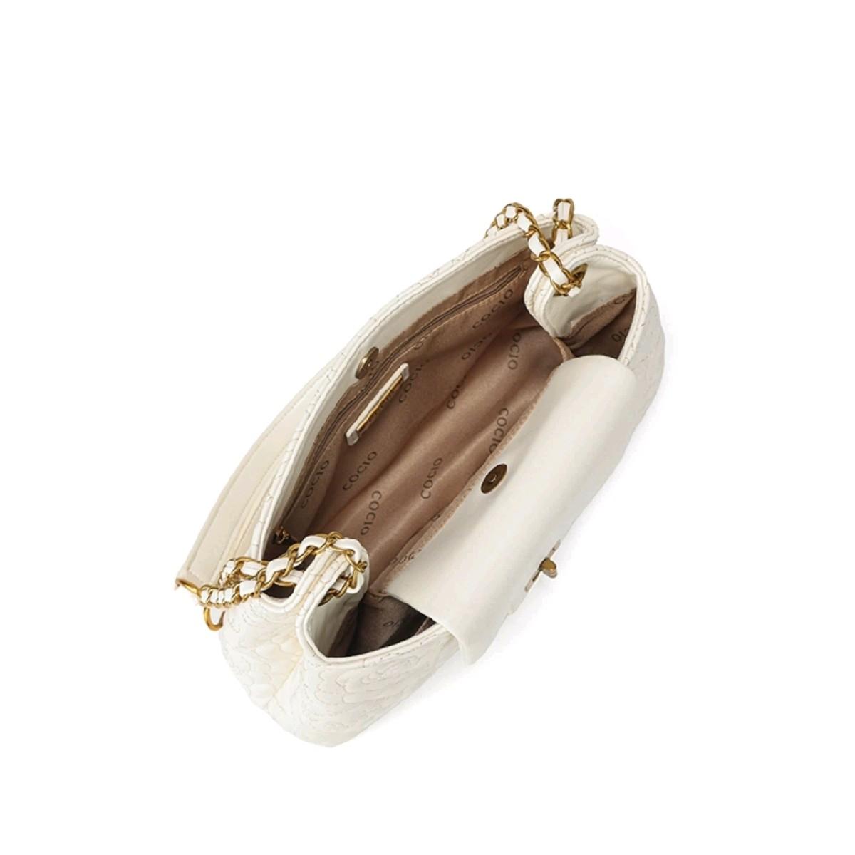 Túi Đeo Vai HB-E21 Da Bò Mềm Trần Hoa Trà Sang Trọng, 4 Ngăn, Dây Điều Chỉnh Đeo Chéo (Có hộp) Bag Nữ Kem