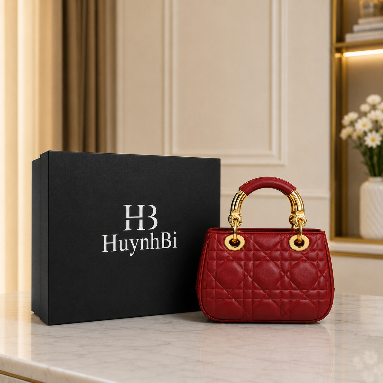 O9_Túi Xách Nữ Da Bò Dập, 5 Ngăn, Túi Đi Tiệc Sang Chảnh Đẳng Cấp HuynhBi Luxury