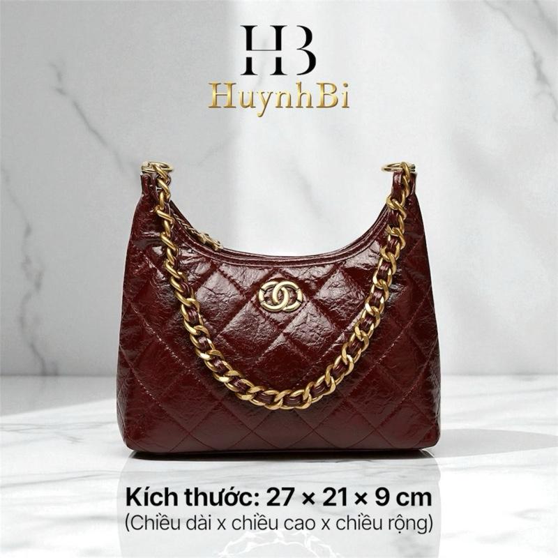 E3_Túi Đeo Vai Đeo Chéo Nữ, Da Bò Thật Mềm Dày, Chi Tiết Đồng Không Gỉ [CÓ HỘP] Kích Thước 27x22x9cm- HUỲNH BI LUXURY Bag