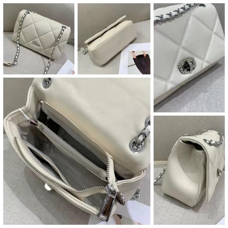 P3_Túi Đeo Vai Nữ Da Bò Nhập Khẩu, Khoá Đính Đá Kích Thước 24cm Kèm Hộp-HuynhBi