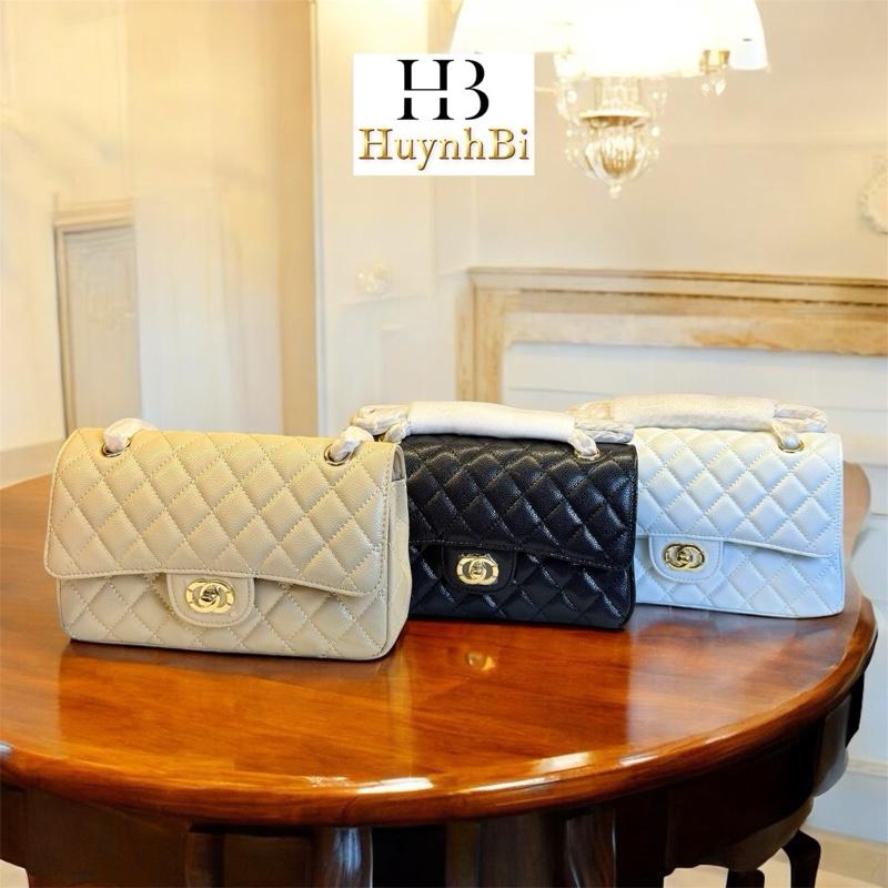 N8_Túi Đeo Vai Clasic Da Bò Caviar, Túi Đi Tiệc Đẳng Cấp Size 23cm HuynhBi