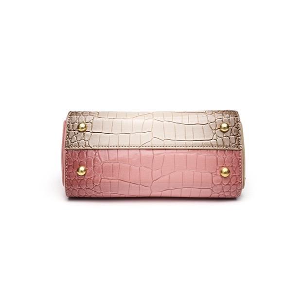 P4_Túi Đeo Vai Da Bò Hoạ Tiết Cá Sấu, Kích Thước 22cm