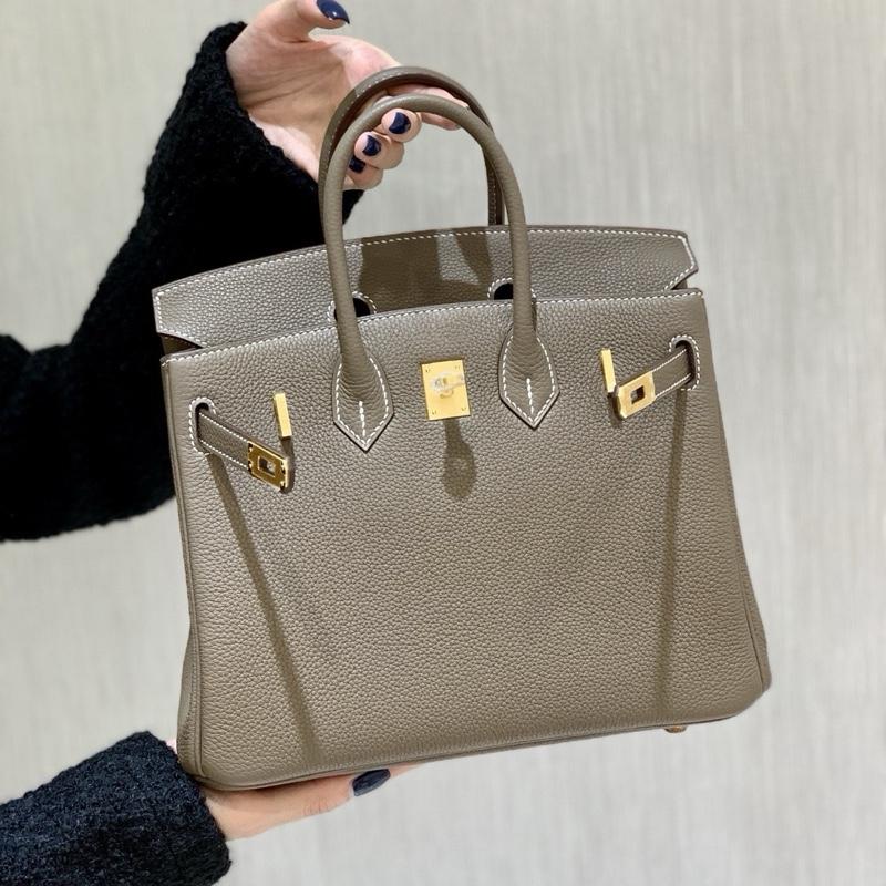 J4_(Có Hộp) Túi Xách Nữ Siêu Phẩm Birkin Da Bò Togo Nhập Khẩu Size 25cm, HuynhBi Luxury Bag Len