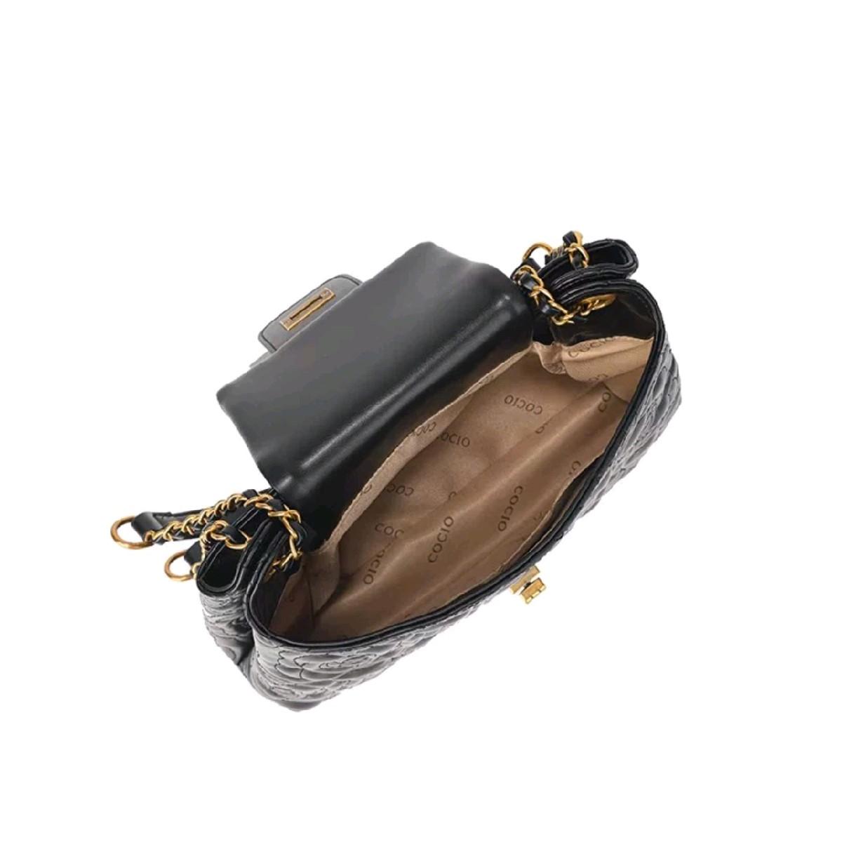 Túi Đeo Vai HB-E21 Da Bò Mềm Trần Hoa Trà Sang Trọng, 4 Ngăn, Dây Điều Chỉnh Đeo Chéo (Có hộp) Bag Nữ Kem