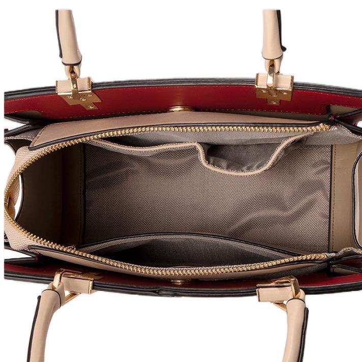 Z6_Túi Xách Nữ Họa Tiết Thêu Hoa Trên Da Bò Cao Cấp, Kích Thước 29cm, 5 Ngăn Bag Kem túi  xách