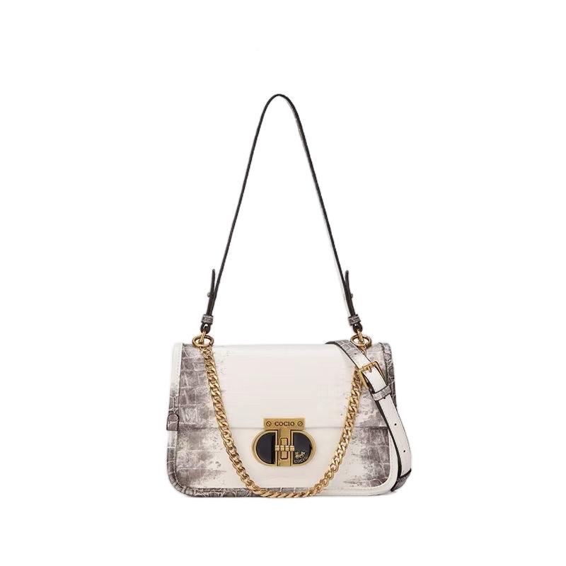 C6_Túi Đeo Vai Nữ Chất Liệu Da Bò Vân Bạch Tạng Sang Trọng - HUỲNH BI LUXURY Bag Kem Nhung