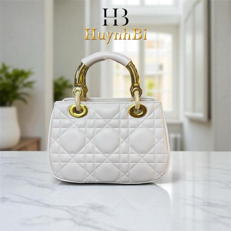 O9_(Có Hộp)Túi Xách Da Bò Dập Ô Trám, size 24cm HuynhBi LuxuryBag