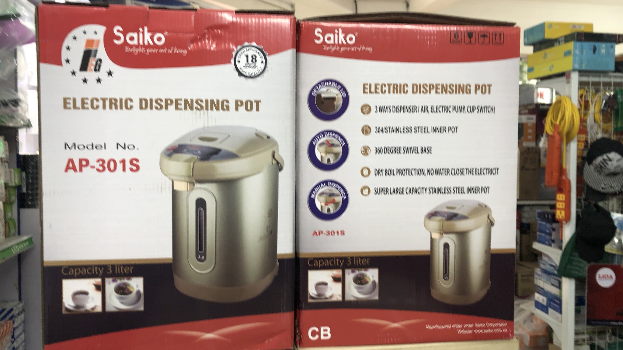 Bình thủy điện Saiko AP-301S - 3.0 lít, 750W