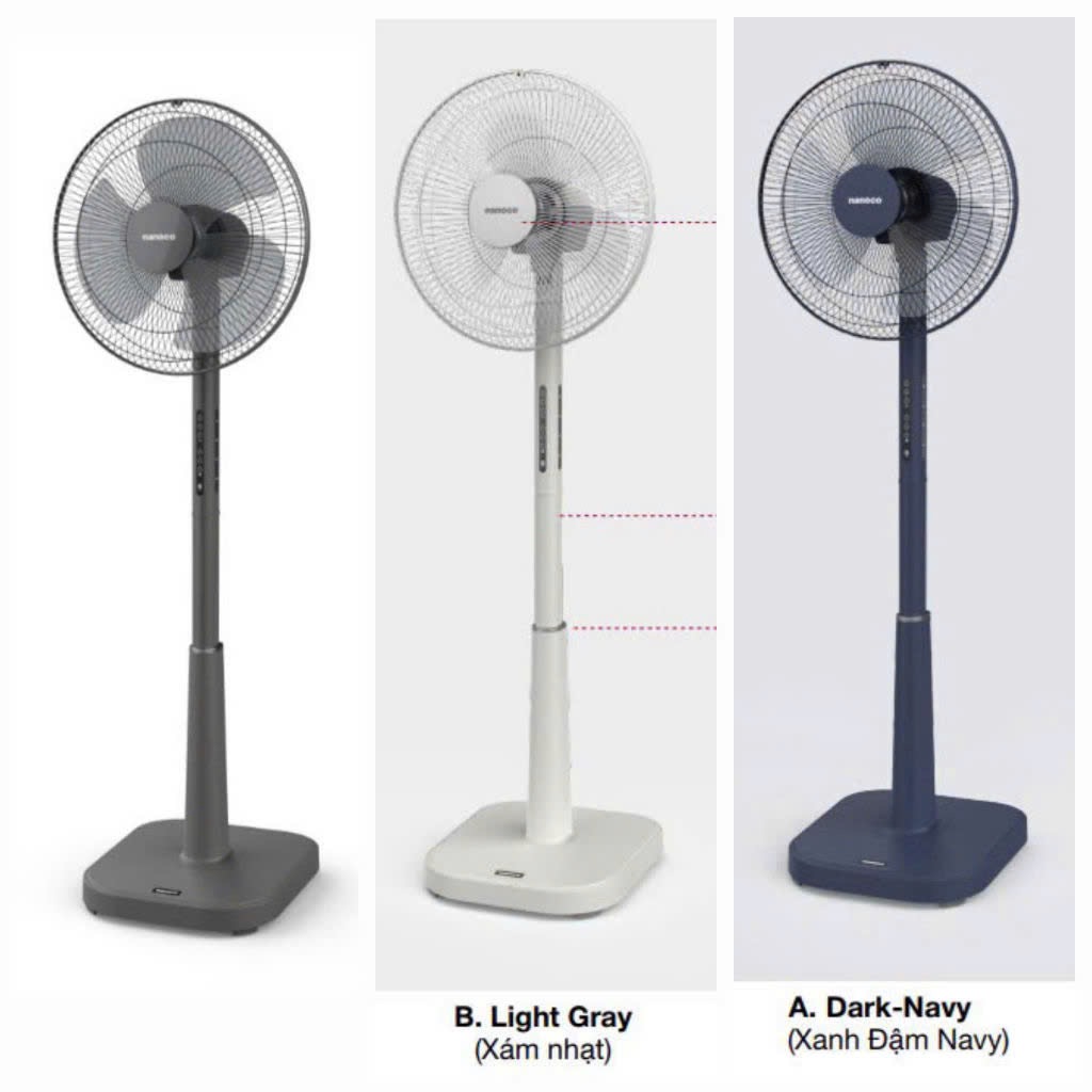 Quạt đứng Nanoco NSF1641RC-DN Màu Xanh, Bạc Đạn, 50W, Remote