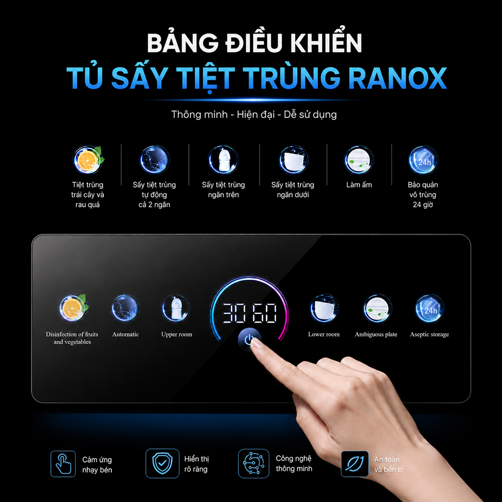 TỦ SẤY BÁT ĐĨA RANOX 138L CAO CẤP