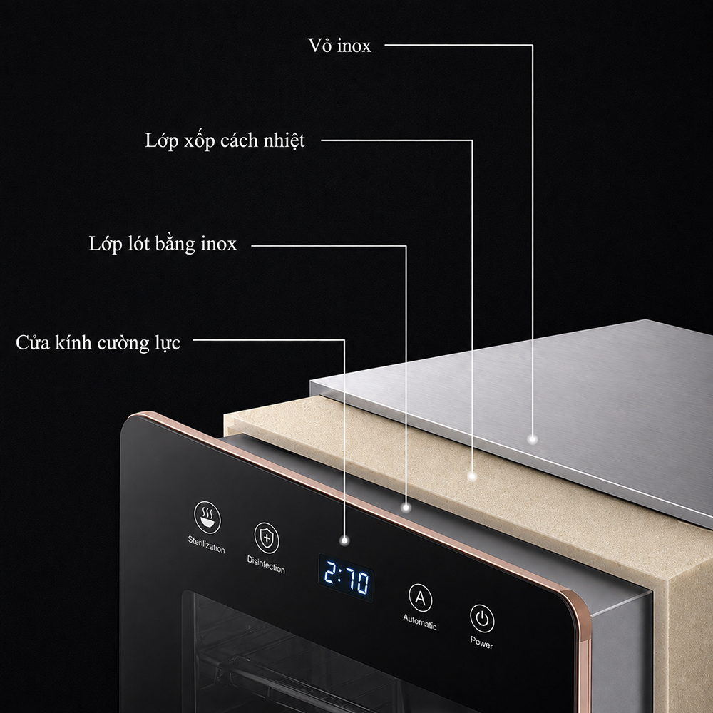 TỦ SẤY TIỆT TRÙNG RANOX 65L CAO CẤP