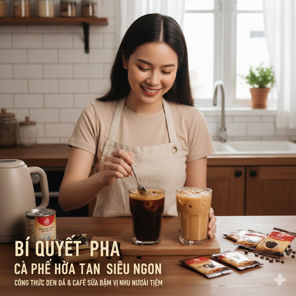 Bí Quyết Pha Cà Phê Hòa Tan Siêu Ngon: Công Thức Đen Đá & Cà Phê Sữa Đậm Vị Như Ngoài Tiệm