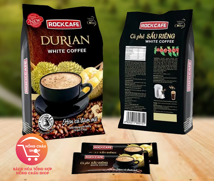 Cà Phê Sầu Riêng Rockcafe Vị Cafe Sữa Đậm Đà – Cà Phê Hòa Tan Bịch 30 Gói x 20g, Hương Vị Độc Đáo Tiện Lợi