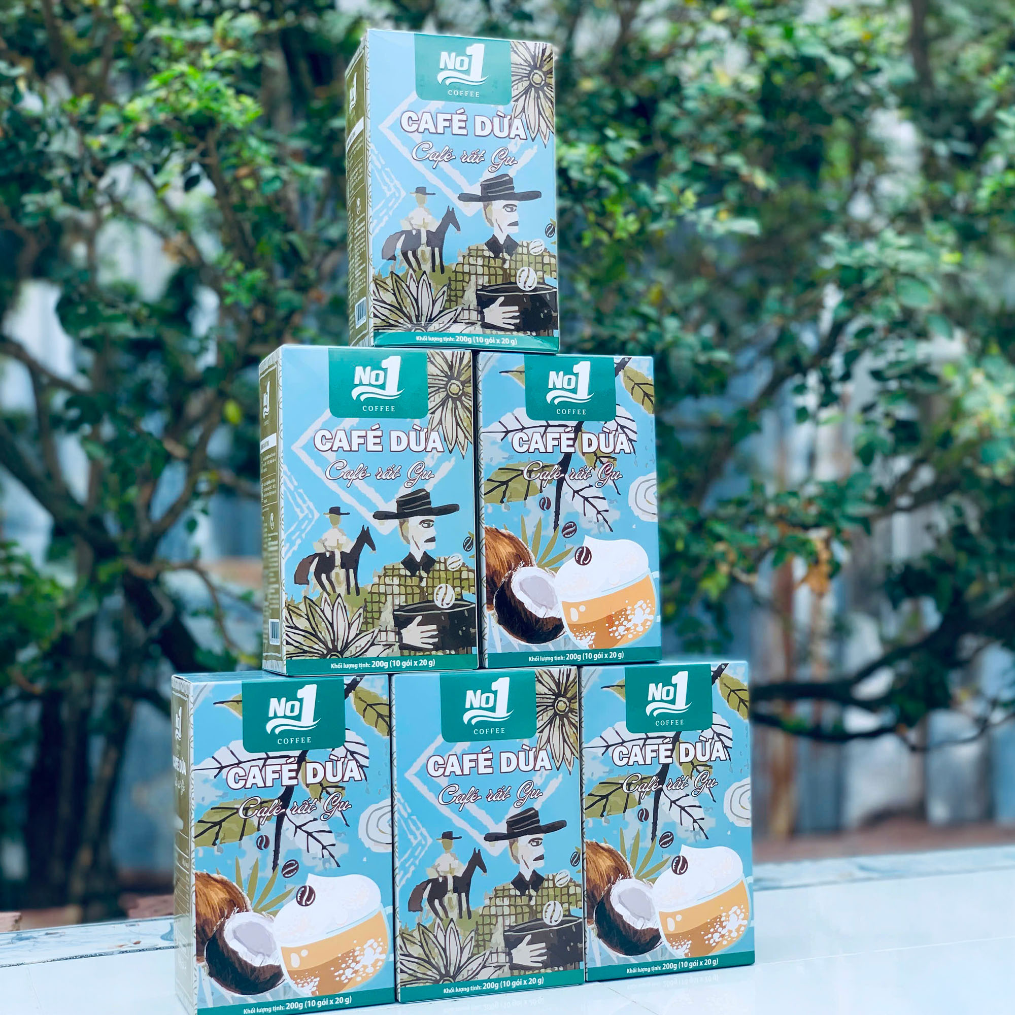[Hộp 10 Gói] Cafe Dừa Hòa Tan No1 200g - Cà Phê Cốt Dừa Thơm Béo, Đậm Vị "Rất Gu"