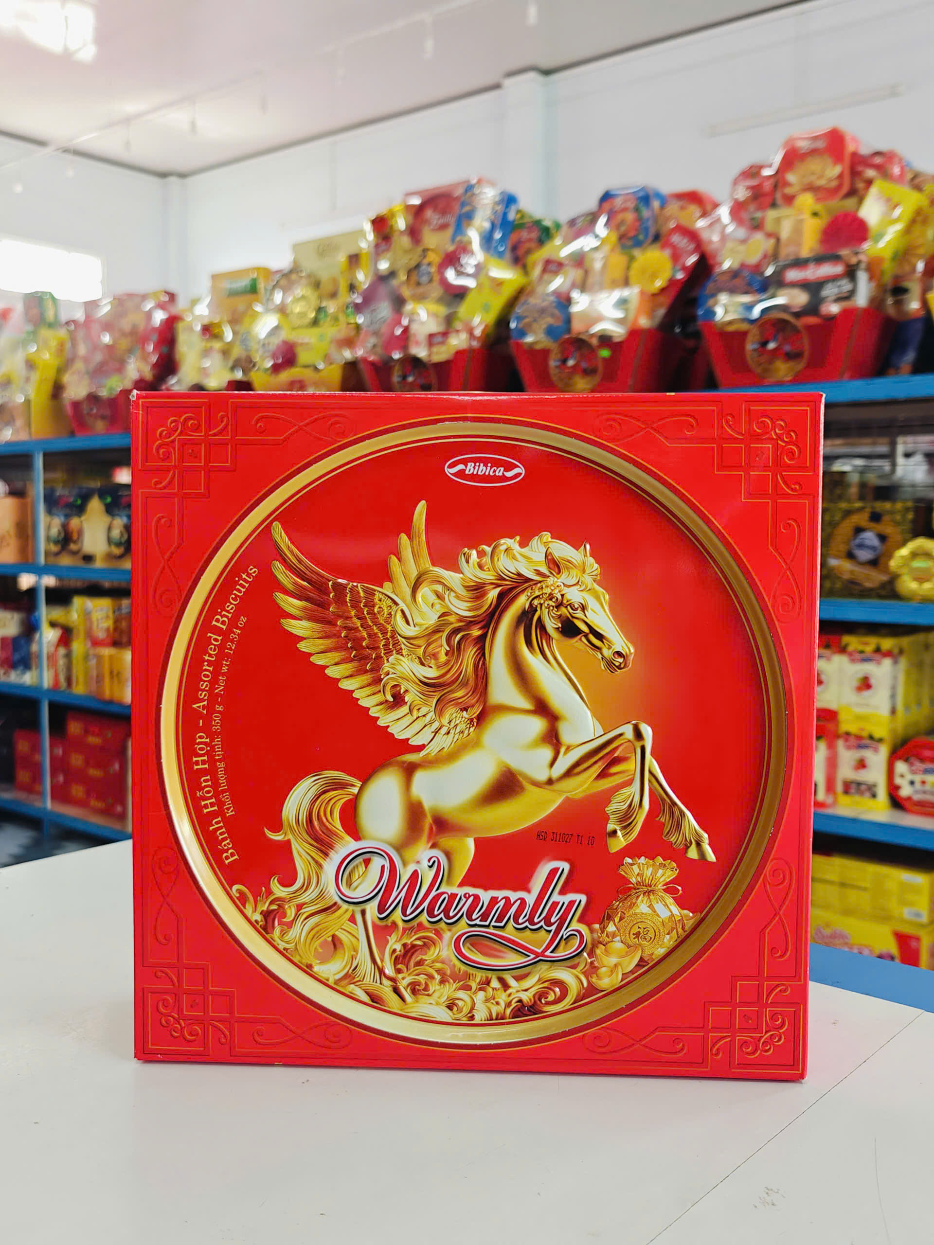 Bánh Quy Warmly Ngựa Vàng Cao Cấp – Phiên Bản Xanh Dương 120g & Đỏ Sang Trọng 350g