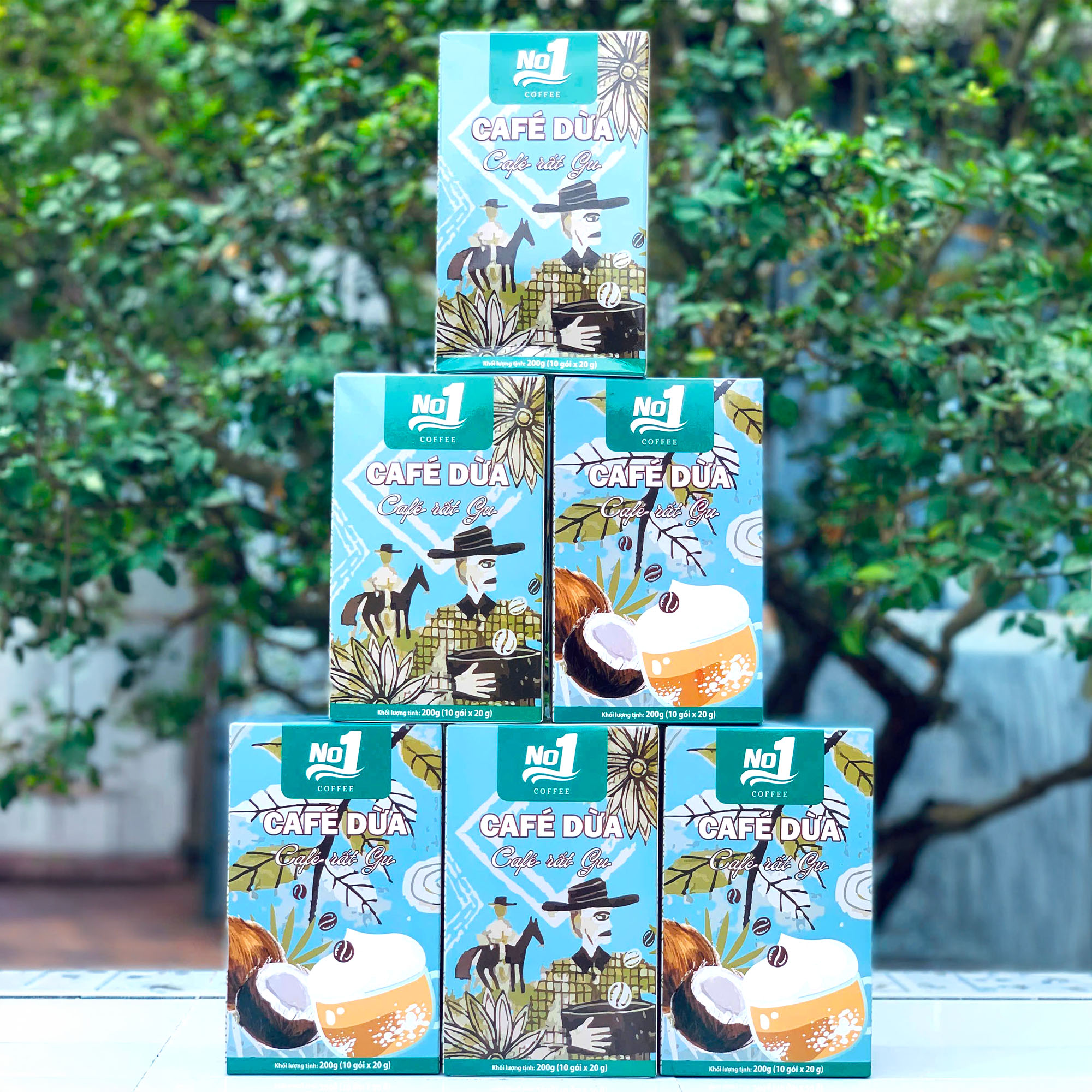[Hộp 10 Gói] Cafe Dừa Hòa Tan No1 200g - Cà Phê Cốt Dừa Thơm Béo, Đậm Vị "Rất Gu"