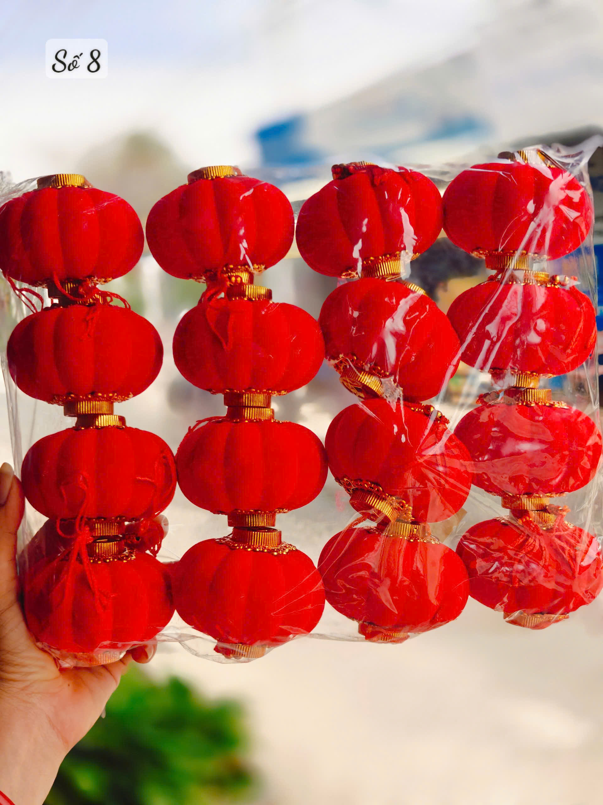 Đèn Lồng Đỏ Vải Nhung Trang Trí Tết 2026, Tiểu Cảnh Ngoài Trời đa dạng kích thước